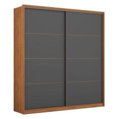 Guarda Roupa Casal Belga 2 Portas Amêndola Grafito - Demartêz