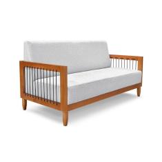 Sofá 2 Lugares Elisabeth Linho Grigio e Madeira