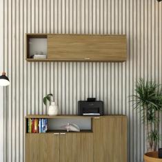 Armário Aéreo com Nicho e Porta Basculante 35x135x35cm Vermont/Branco