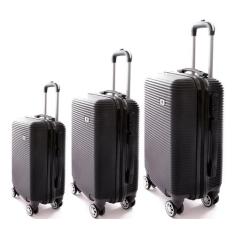 Kit 3 Malas De Viagem Bordo, Média e Grande Em Abs C/ Rodinhas 360º - 