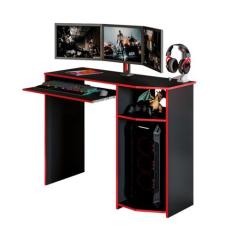 Escrivaninha Mesa Gamer Computador Home Office - E-NOVA MÓVEIS, PRETO/