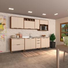 Cozinha Completa 6 Peças Com Balcões Aéreos Gavetões E Sem Tampo Aspen Luciane Móveis Vanilla-beige