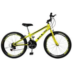 Bicicleta Aro 24 Kls Sport Gold Freio V-Brake Mtb 21 Marchas, Amarelo 