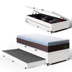 Cama Box Baú com Colchão de Espuma D33 Pillow Top Comfort Luxo + Auxil
