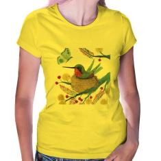 Baby Look Beija Flor No Ninho - Foca na Moda, Amarelo, G