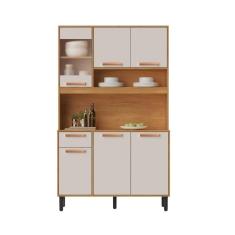 Kit De Cozinha Itatiaia 6 Portas 1 Vidro Off White Nápoles Kit-120 6 Portas 1 Vidro 1 Gaveta Napoles Cnm/ofw