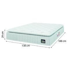 Cama Box Colchão Casal Espuma D45 Lazio Pillow Top 138x188x67cm Branco / Bege Hellen - Suporta até 120kg por Pessoa