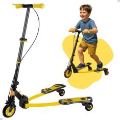 Patinete 3 Rodas Infantil Ski Trinete Frog Amarelo 60kg - Dm Toys