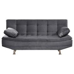 Sofá Valencia 3 Lugares Veludo Cinza Shop Das Cabeceiras Cinza