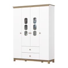 Guarda Roupa 4 Portas 2 Gavetas Aconchego Henn Branco Com Jequitibá Hp