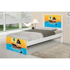 Cama Solteiro Adesivada Pirata com Colchão - CasaH