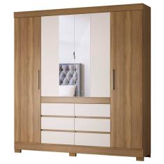 Guarda Roupa Casal 4 Portas 6 Gavetas Cadis D02 Amendola/Off White - Mpozenato