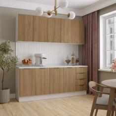 Cozinha Modulada 4 Peças com Tampo 2 Aéreos 5 Portas e 2 Balcões Ipane