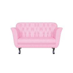 Namoradeira Decorativa Dália Suede Rosa Bebê 2 Lugares Pés Madeira Mz Decor