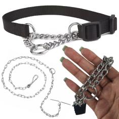 Coleira Semi Enforcadora Ajustavel Cachorro Corrente Aço