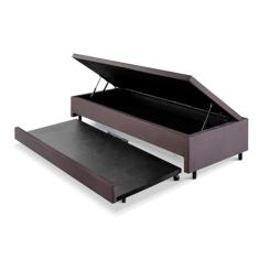 Bicama Solteiro com Baú 88x188 Suede Cinza