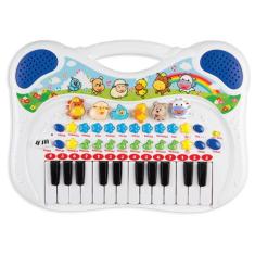Piano musical infantil azul animais braskit brinquedos