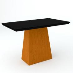 Mesa de Jantar Para 4 Lugares Tampo De Madeira Com Vidro Bárbara 1,20m