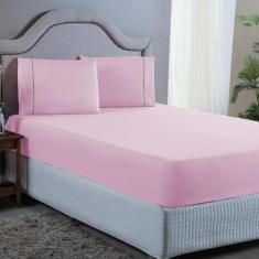 Jogo de Cama Casal com Elástico e Fronha 400 Fios com Ponto Palito 3 P