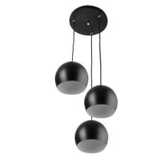 Lustre Pendente Aluminio Bola Triplo 15cm Preto - MARRYLUZ