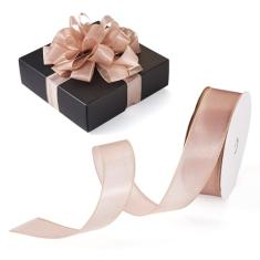 Fita de organza transparente Beadthoven 20 jardas x 2,5 cm fita de chiffon acabamento de fita de tecido de poliéster para embrulho de presente convites de casamento enfeites de Natal grinalda laços de