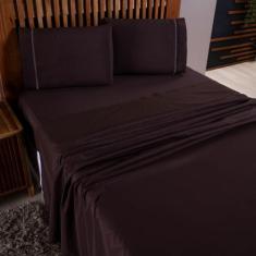 Jogo de Lençol King 4 Peças Percal 180 Fios Ponto Palito - Sucadu Enxo