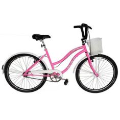 Bicicleta Retrô Vintage Aro 26 Feminina Beach Rosa Chiclete - Dalannio