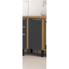 Balcão de Cozinha Canto 1 Portas em Mdf com Tampo New Porto Freijó/Grafite