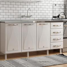 Balcão De Cozinha De Aço Telasul Star New Bco Sem tampo Para Pia