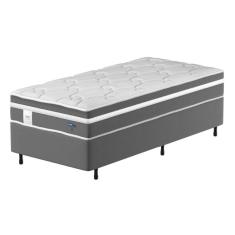 Cama Box Colchão Solteiro Molas Ensacadas Euro In Up 88x188x64cm Cinza/branco Probel Cinza / Branco