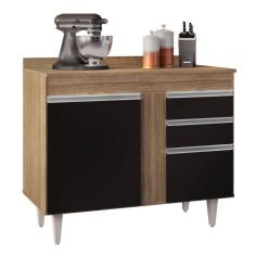 Balcão Gabinete 100cm Com Tampo 2 Portas Luziania Castanho-preto - Lumil