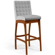 Banqueta Alta Para Cozinha Sala De Jantar Fixa Mila L02 Facto Cinza Me