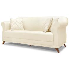 Sofa 2 Lugares Retro Polo 160cm Com Almofada Linho Natural Ezz Natural