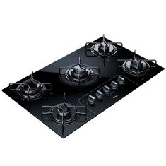 Cooktop a Gás 5 Bocas Consul CD075AE com Vidro Temperado Preto e Acendimento Automático Bivolt - Preto