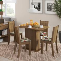 Conjunto Sala de Jantar Lexy Madesa Mesa Tampo de Madeira com 4 Cadeiras