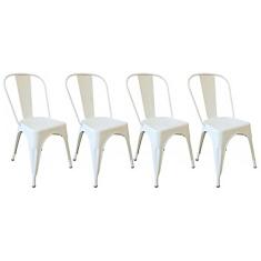 Kit 4 Cadeiras Design Tolix Metal Pelegrin Pel-1518 Cor Branca