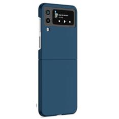 Capa magnética de carregamento sem fio para galaxy z flip 3 4 5 capa anti impressão digital à prova de choque, azul liso, para galaxy z flip 4