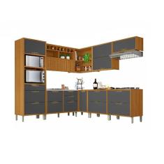 Cozinha Modulada 9 Peças Ripado Nesher Imperatriz Ângulo Torre Quente Mdf