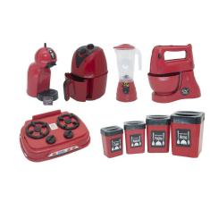 Kit Cozinha Infantil Completa Brinquedo Menino Vermelho 10Pç