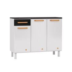 Balcão de Cozinha Diamante Smart 3 Portas e 1 Gaveta c/ Tampo 105cm Branco/Preto - Telasul