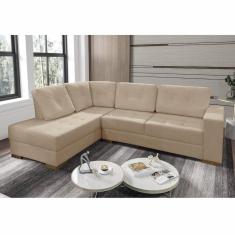 Sofá de Canto com Almofadas 5 Lugares M113 Veludo Bege