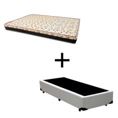 Cama Box Solteiro 88 Tecido Sintético Branco Com Colchão Praia Bello Box - D28 Amarelo 57x88x188