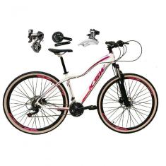 Bicicleta Aro 29 Ksw Mwza Shimano Altus 24v Frio Hidráulico Garfo Trava Pneu Bege - Branco/pink/violeta Tam.17