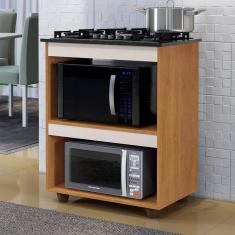 Balcão Para Cooktop 4 Bocas Turim Kaiki Móveis Nature/off White