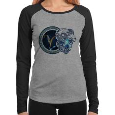 Baby Look Raglan Signo Áries Astrologia Manga Longa - Foca na Moda, Ci