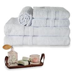 Jogo de Banho Paris 5 Peças Toalha de Banho Rosto e Tapete 100% Algodã