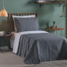 Cobre Leito Decor Cama Solteiro Bordado com Porta Travesseiro  2,40m x