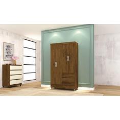 Guarda Roupa Ideal Plus 4 Portas e 2 Gavetas - Cor Imbuia Rústico - Vila Rica