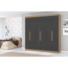 Roupeiro Livorno 6 Portas 2 Gavetas Atacama Grafite - Aramóveis