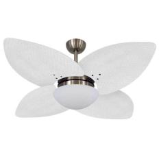 Ventilador De Teto Dunamis Bronze 4 Pás Rattan Branca 110V - Volare